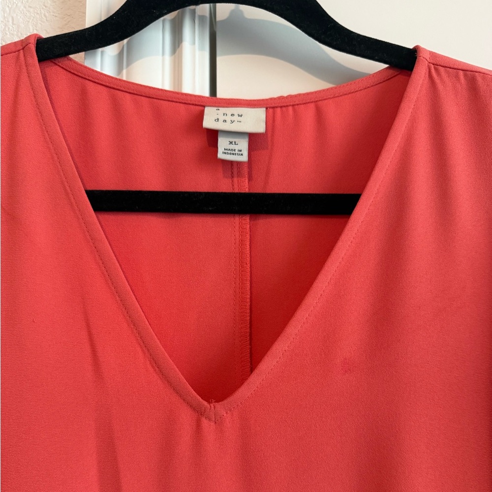 New Day V-Neck Blouse in Coral